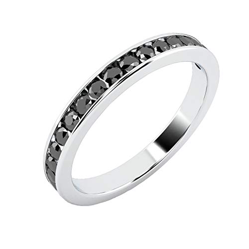 Bague demi-éternité en or blanc avec diamant noir 0,50 carat, Or blanc Diamant, Diamant