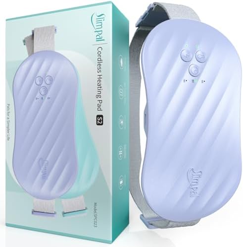 Slimpal Heat Pads for Period Pain Relief, Portable Electric Heating Pad for Menstrual Cramp Relief, Cordless Heat Pad for Back, Belly, Stomach, Stocking Stuffers Christmas Gifts Her Women, Violet S2