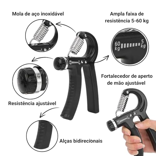 Kit Hand Grip 5KG a 60KG Fitness, Academia, Fisioterapia, Exercícios, Equipamentos fortalecimento