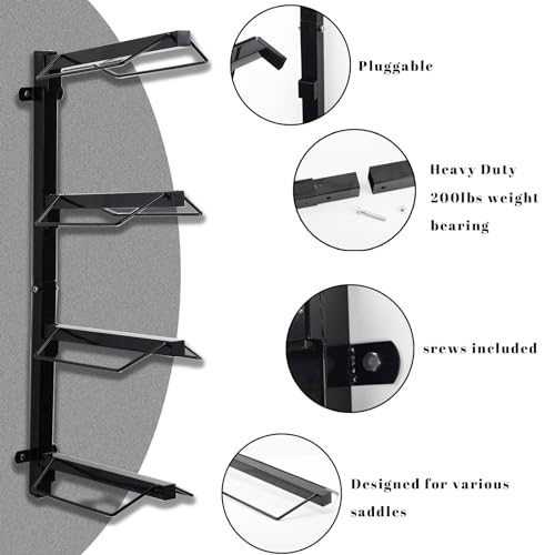 HDYEGY Saddle Rack,4 Tier Saddle Rack Wall Mounted English and Western Saddle Racks for Horse Tack Room Stable Barn and Farm - Thumbnail 2