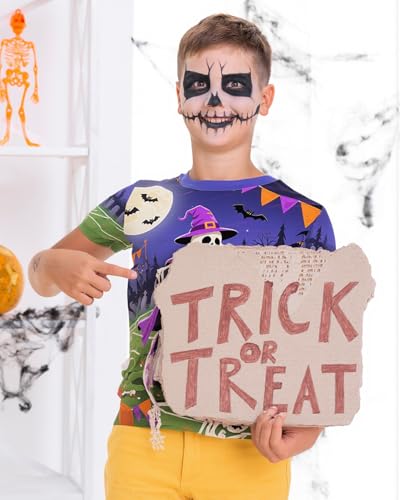 CM-Kid Boy Halloween Shirt Pumpkin Skeleton Soccer Basketball Truck Short Sleeve Tshirt for Kids Boy 4-10 Years4