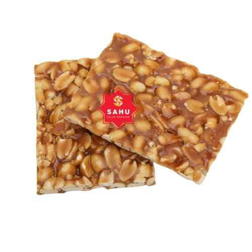 Image of SAHU GAJAK BHANDAR Chikki 600g Mungfali Gazak Peanut Jaggery Bar | Crunchy, Groundnut Mittai, Traditional Indian Sweets, No Preservatives