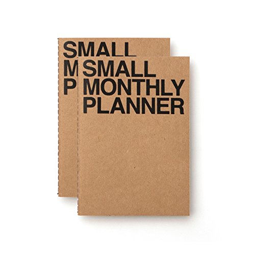 Jstory Small Monthly Planner Set Of 2 Stitch Bound Flat Lay Compact Handy Year Round Flexible Cover Goal/Time Organizer Thick Paper Eco Friendly Customizable A6 16 Months 18 Sheets Each Kraft #TOP5