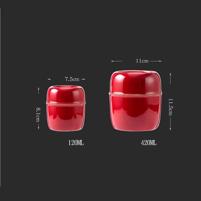 SONGCHAO Sugar Jar Forbidden City Red Tea Cans Ceramic Sealed Small and Large Rock Cinnamon Black and Green Longjing Portable Tea Canister(Small)