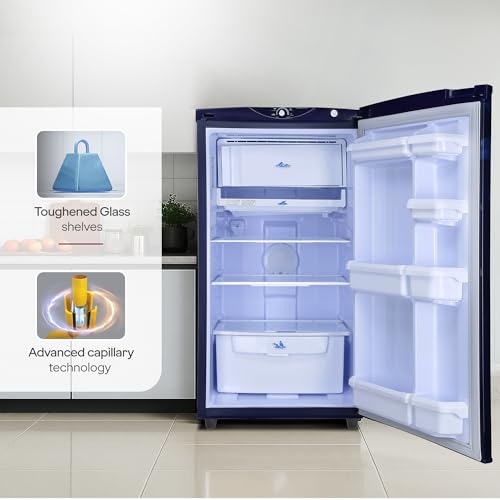 Image of Godrej 180L 2 Star Direct Cool Single Door Refrigerator with 5 Years Warranty | 20L Vegetable Tray | Toughened Glass Shelves| Advanced Capillary Technology (RD EDGE 205BN TRF BR BL, Berry Blue)