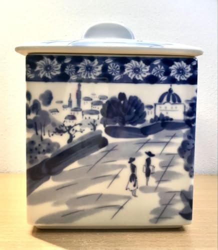 茶道具 平水指 手塚玉堂 玉堂窯 鉄仙絵 割り蓋 塗り蓋 共箱