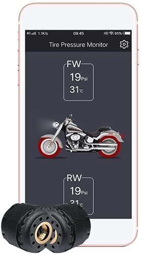 3T6B Bluetooth TPMS for Motorcycle, Mobile Phone APP Tire Pressure Monitoring System, Wireless Auto Security Alarm System with 2 External Sensors Supports Android and iOS