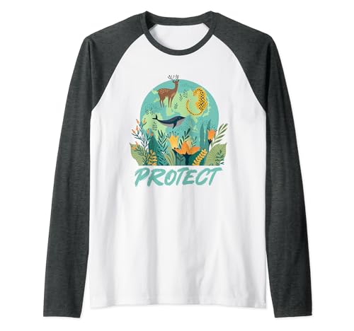 Preserve & Protect Animals Protect Wildlife Camiseta Manga Raglan