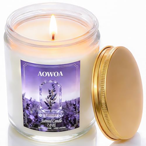 AOWOA Lavender Scented Candles for Women -Aromatherapy Candle Natural Soy Candles for Home Scented 7oz Long Lasting Non-Toxic Clean Burning Mom Birthday Candles Valentines Day Gifts