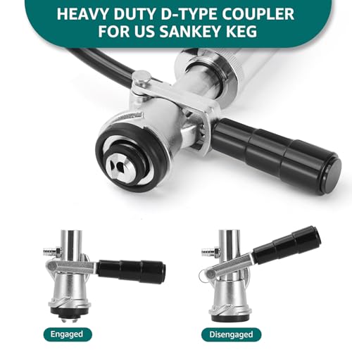 4” Beer Tap Keg Tap Pump, D-System Beer Pump Keg Pump for US Sankey Keg Beer Party Pump Picnic Hand Pump with 2 Beer Faucet & Beer Hose, Kegerator Pump Draft Beer Faucet Beer Dispenser for Home bar