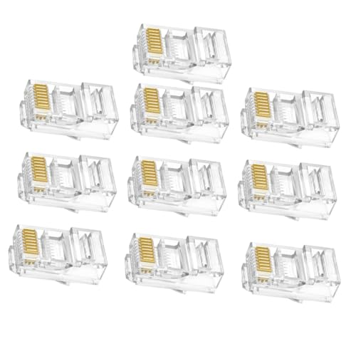 DIYEAH 100 STÜCK Crimpstecker Netzwerkkabelverbinder mit Vergoldeten Kontakten Langlebig aus Kupfer und PC Geeignet für Lan Kabel DIY und Gigabit Netzwerkanschluss