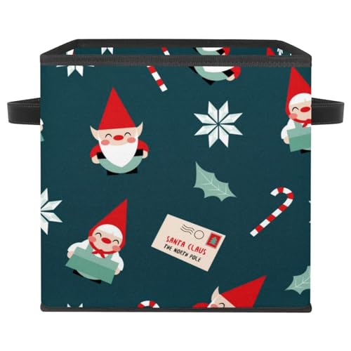 Boîte de rangement pliable motif Noël en tissu avec poignées - 2