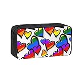 JBJGKHLP Estuche organizador de artículos de papelería de oficina con diseño de corazones del orgullo gay de colores arcoíris