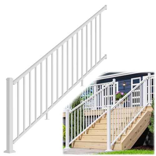 Egadis 36 in x 8 ft Modular Stair Railing Kit, ASTM Certified, White