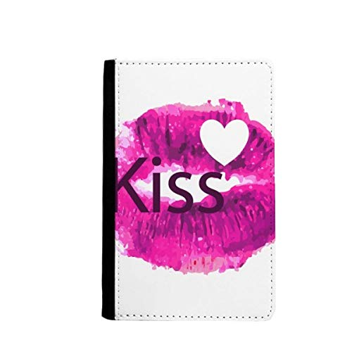 Étui portefeuille pour passeport motif lèvre rose protège passeport simili cuir