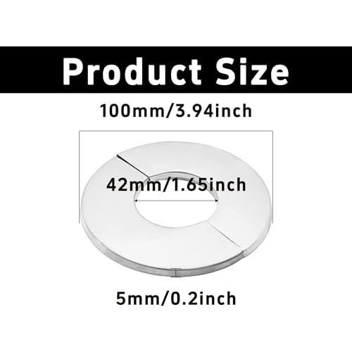 bociloy 2Pcs 1-1/2\"/40mm 304 Stainless Steel Wall Split Flange, Round Escutcheon Plate Cover for Pipe, Self Adhesive Water Pipe Collar for Kitchen Bathroom Laundry Room Decorative Plumbing Trim Ring