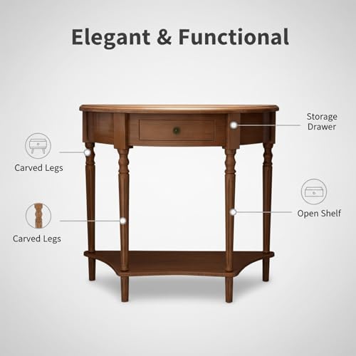 Mesa de sofá semicircular para sala de estar y decoración de pasillo con mueble de madera 4