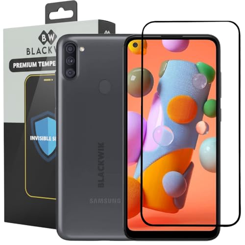 Image of Blackwik Tempered Glass Screen Protector for Samsung Galaxy M11 / Samsung Galaxy A11 with Edge-To-Edge Protector Coverage | Easy Installation Kit (Black)