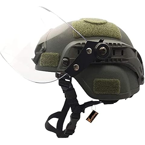 Koyheng Airsoft MICH 2000 ACH Tactical Helmet with Clear Visor NVG Mount and Side Rail Cover