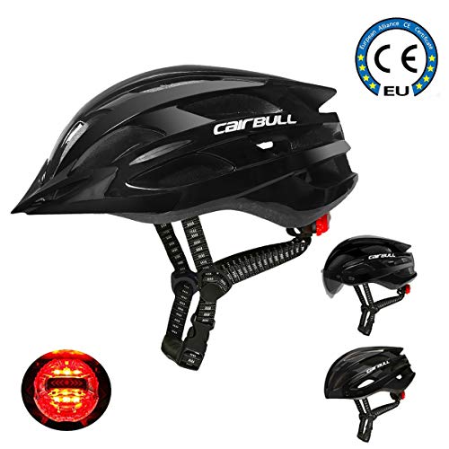 Cairbull Hommes/Femmes Casque de Cyclisme Adult Mountain Road Casque de vélo 55-61cm Casques VTT et VTC Equipé de lumière LED/Lunettes de Soleil Visor/Brim