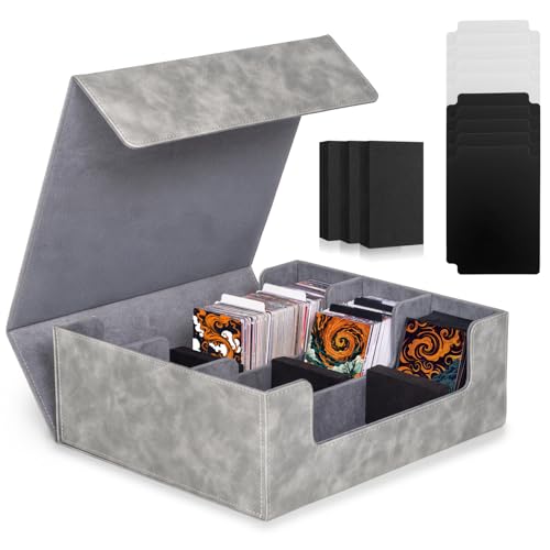 Old Canal Card Deck Box for Trading Cards with 10 Dividers, Magnetic Storage Box Fit 1800+ Single Sleeved Cards, Card Holder Case for MTG, TCG, Sport card and Magic cards (Gray)