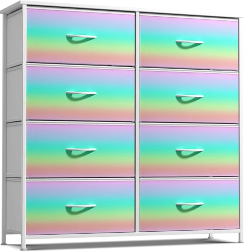 Sorbus Dresser with Fabric Drawers & Wood Top (8 Drawer, Rainbow)