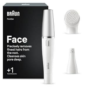 Braun FaceSpa Facial Epilator & Cleansing System, 810, White/Silver