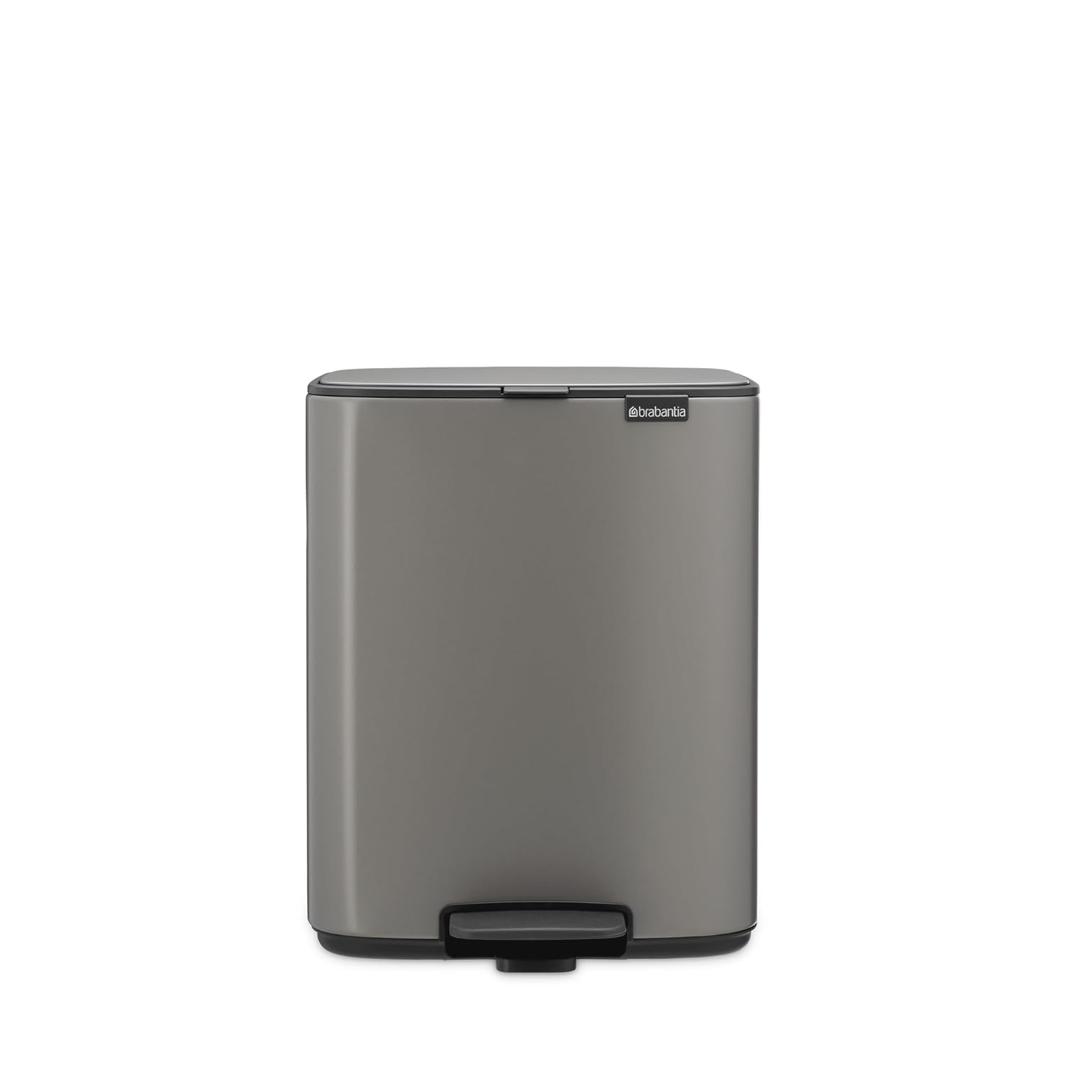 Brabantia Bo Pedal Cubo de basura 12L (platino), papelera cocina con diseño compacto y sistema de apertura con pedal, cubo basura reciclaje con cubo extraíble, incluye bolsas PerfectFit