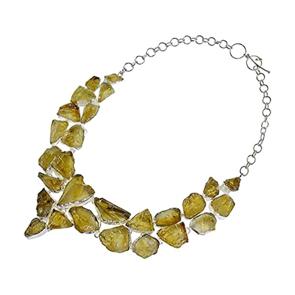 Tibetan Silver astratto Disegno vera citrino non tagliato grezzo pietra preziosa designer moda unica 925 argento placcata Collana per donna, fatti a mano colletto a catena regolabile gioielli