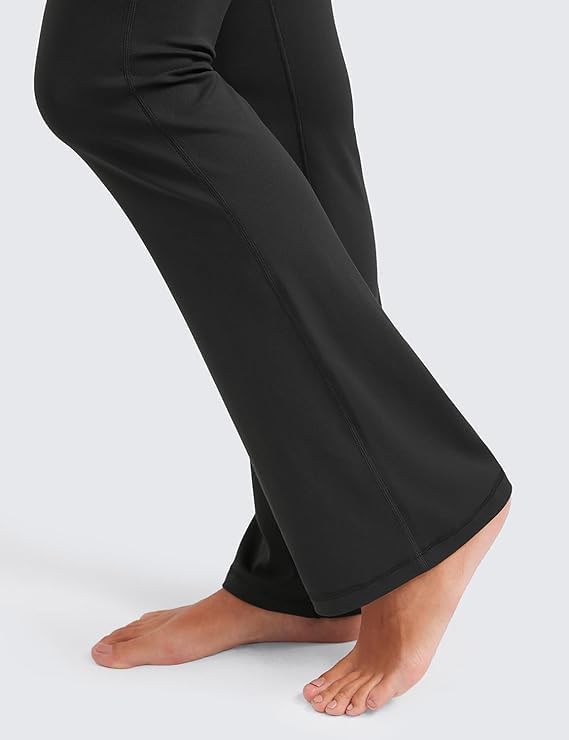 Women’s High-Waist Flare Yoga Leggings – Bootcut Workout Pants with Slimming Design, Tummy Control High Waisted Flared Leggings Pants Black - Image 4