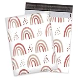 Whaline 100Pcs Boho Rainbow Poly Mailers 10 x 13 Inch Pink Polka Dot Packaging Bags Waterproof Self Seal Mailing Envelope Bags for Small Business Clothing Packing Moving Supplies