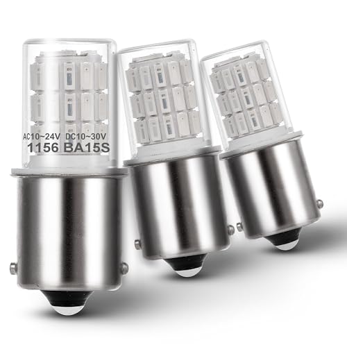 1156 1141 1003 7506 BA15S LED Bulbs Brilliant Red, LED Replacement for 12 Volt RV Tail Brake Lights Camper Trailer Boat Trunk Interior Lights, DC Bayonet Single Contact Base,AC10-24V DC10-30volt,3Pack