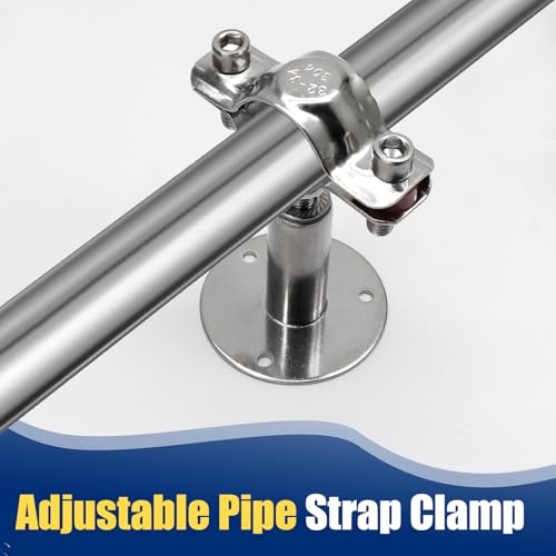 suiwotin 2pcs Stainless Steel Adjustable Pipe Support Bracket - Wall/Ceiling Mount Clamp for 19mm-22mm / 3/4 Inch-7/8 Inch Pipe Clamp for Plumbing, Water Lines, DIY Projects