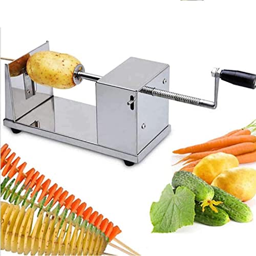 Image of Shoppers Hub PNQ Stainless Steel Heavy Duty Manual Cutting Potato Spiral Cutter Machine Twister Curly French Fry Tornado Slicer for Ideal Use in Cafes, Hotels, Restaurants and Other Commercial Places
