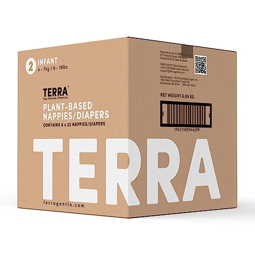 Image of Terra Diapers Size 2: 85% Plant-Based Diapers, Ultra-Soft & Chemical-Free for Sensitive Skin, Superior Absorbency for Day or Nighttime Diapers, Designed for Babies 8-15 Pounds, 176 Count