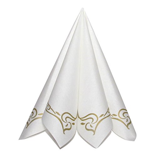 Shoptoria Servietten Color Line Gold mit musterrand Ornament Tischdeko Hochzeitsdeko Servietten Falten 50Stk 40x40cm Cover