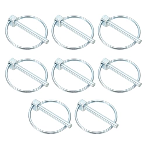 PATIKIL M4.5x36 mm Tractor Lynch Pin with Ring, 8 Pcs Heavy Duty Assortment Kit Lock Pin Clips for Tractors Trailer Farm Trucks Mowers, Silver Tone