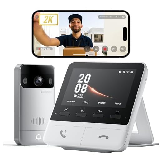 SwitchBot WLAN Türklingel mit Kamera, 2K Video Türklingel mit 4,3 Zoll Farbbildschirm, Smart Türklingel Kamera mit 165° Weitwinkel, 5000 mAh, Zwei-Wege-Audio, Kompatibel mit Alexa