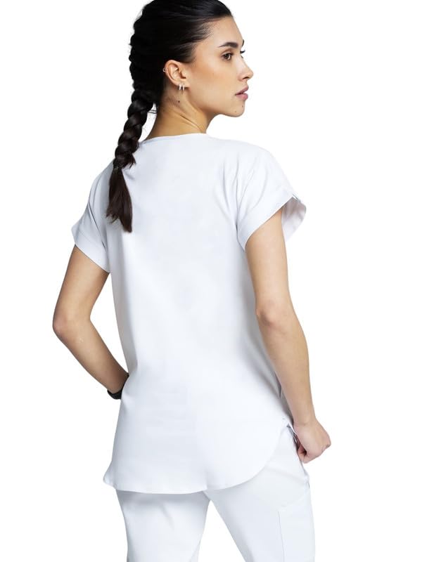 Kendall Tunique pour femme pour le domaine médical et les soins - Tunique à enfiler moderne et confortable avec deux poches pratiques - Vêtement professionnel médical, Blanc., XL