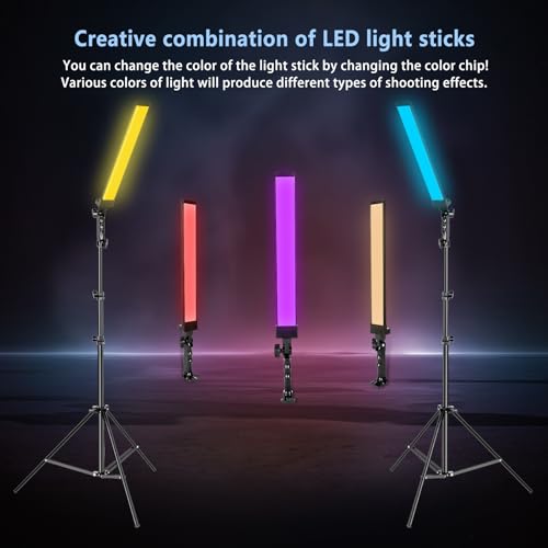 LOMTAP Pacote com 2 luzes para criador de estúdio, kit de iluminação de fotografia LED com suporte,