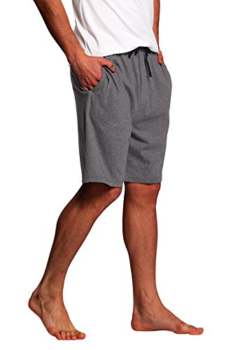 Cyz Men's Sleep Shorts - 100% Cotton Knit Sleep Shorts & Lounge Wear-Charcoal-S #TOP3