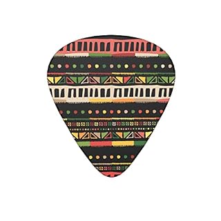 Lot de 12 médiators de guitare vintage ethnique exotique géométrique noir pour guitare électrique basse acoustique avec boîte - Les Beatles, Paul McCartney, John Lennon, RIngo Starr, George Harrison