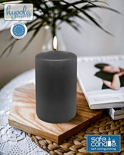 Hyoola Dark Grey Pillar Candles 3X6 Inch - 6 Pack Unscented Pillar Candles - European Made #TOP6