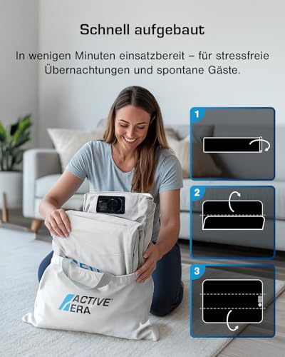 Active Era Luxus Luftbett 2 Personen, Luftmatratze selbstaufblasend mit eingebauter elektrischer Pumpe & integriertem Kissen, Aufblasbare Matratze für Camping & Gästebett - 203 x 152 x 56cm – Bild 4