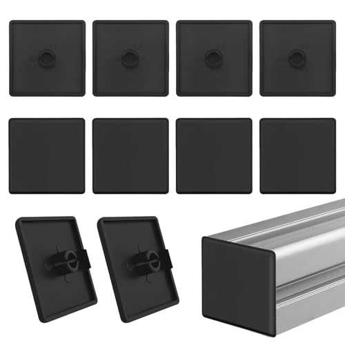 Tappi per profilo in alluminio 45 x 45 mm - Tappi terminali in alluminio 45 x 45 mm con ABS, estremità del profilo in alluminio, tappo quadrato, tappo di chiusura per costruzione (10 pezzi, nero)