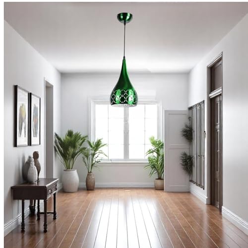 Image of GreyWings Metal Cut Hanging Light Ceiling Pendant Lamp, 6 inch Small, Green