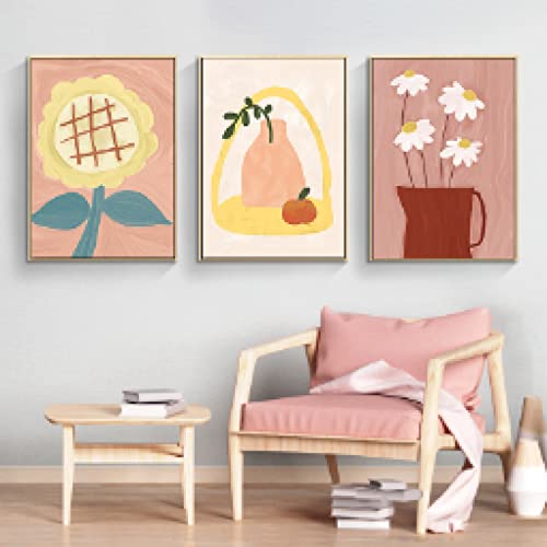 Impression sur toile fleurs et feuilles style color-block en grand format 60x90cm