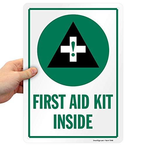 SmartSign "First Aid Kit Inside", Plastic Sign, 14" X 10"