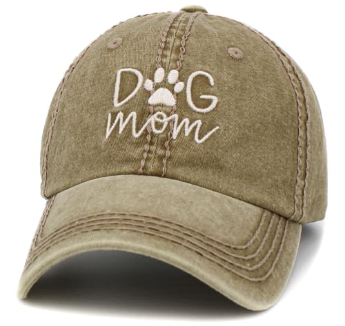 Image of KBETHOS Dog Cat Mom Dad Theme Womens Baseball Cap Distressed Vintage Unconstructed Embroidered Patch Hat