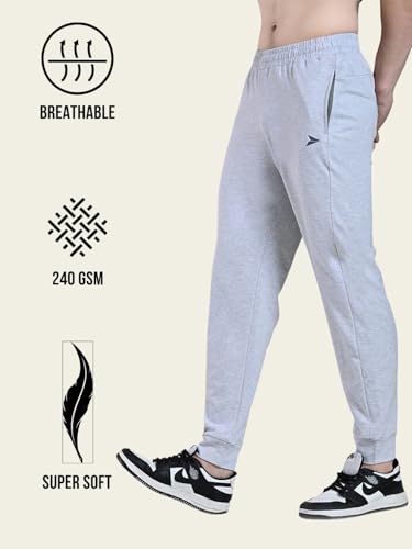 Image of FITINC Soft Cotton Joggers for Men | Regular Fit Summer Jogger for Gym, Running, Walking, Training with Zipper Pockets & Cuffed Ankles for Casual Outings